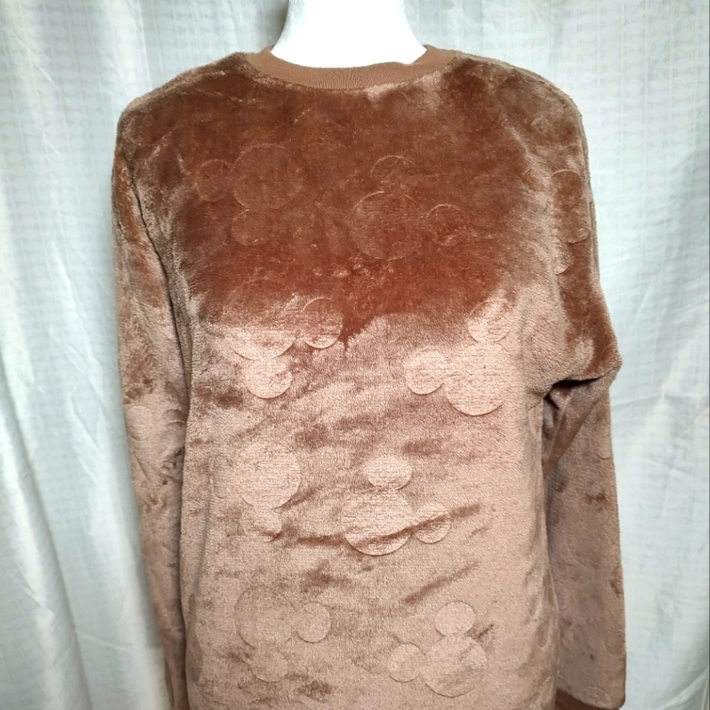 EUC Disney Mickey Mouse Gold Brown Sweater XS women’s super soft sweatshirt